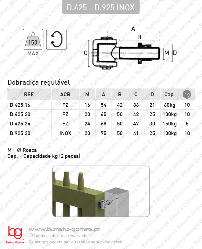 Dobradi�as regul�veis - A�O / INOX 304